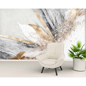 Altın Simli Açık Mermer Desenli Duvar Kağıdı - Dkm791082