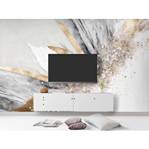 Altın Simli Açık Mermer Desenli Duvar Kağıdı - Dkm791020 700x200 cm