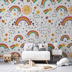 Bulut-gökkuşağı Temalı Duvar Kağıdı Baskı - Dkm187081 550x280 cm