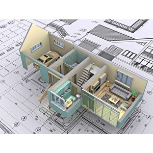 Mimari Proje Çizimi Gayrimenkul Emlak Ve Gayrimenkul Duvar Kağıdı Baskı - Dkm325051