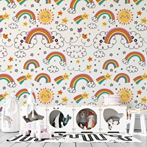 Bulut-gökkuşağı Temalı Duvar Kağıdı Baskı - Dkm187100 500x300 cm