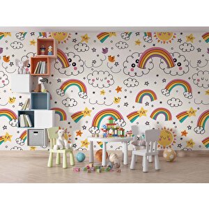 Bulut-gökkuşağı Temalı Duvar Kağıdı Baskı - Dkm187100