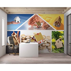 Ev Desenli Gayrimenkul Emlak Ve Gayrimenkul Duvar Kağıdı Baskı - Dkm339005 225x200 cm