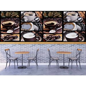 Kahveli Cafe Duvar Kağıdı Baskı - Dkm295123 550x315 cm