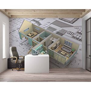 Mimari Proje Çizimi Gayrimenkul Emlak Ve Gayrimenkul Duvar Kağıdı Baskı - Dkm325092 300x300 cm