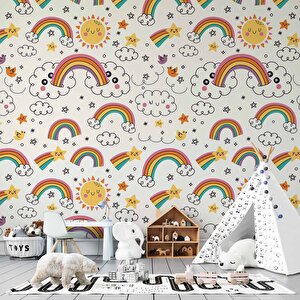 Bulut-gökkuşağı Temalı Duvar Kağıdı Baskı - Dkm187092 300x300 cm