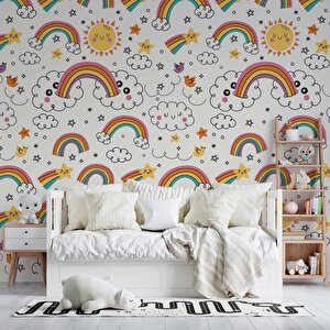 Bulut-gökkuşağı Temalı Duvar Kağıdı Baskı - Dkm187092