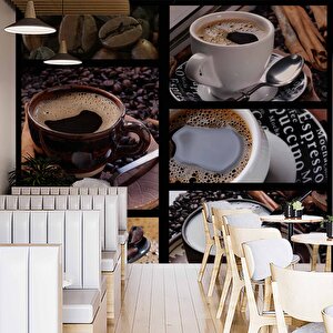 Kahveli Cafe Duvar Kağıdı Baskı - Dkm295015 475x200 cm