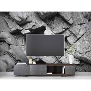 3 Boyutlu Kaya Duvar Temalı Duvar Kağıdı - Dkm632013 425x200 cm