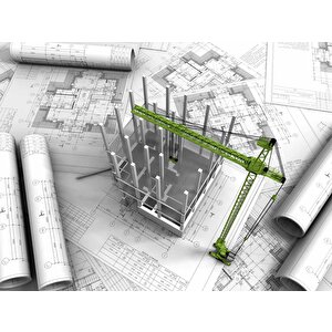 Mimari Çizim Emlak Ve Gayrimenkul Duvar Kağıdı Baskı - Dkm309024