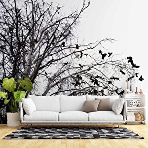 Gökyüzü Ağaç Ve Kuş Manzaralı Duvar Kağıdı - Dkm714005 225x200 cm