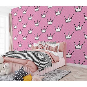 Prenses Tacı Temalı Çocuk Odası Duvar Kağıdı Baskı - Dkm179008 300x200 cm