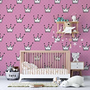 Prenses Tacı Temalı Çocuk Odası Duvar Kağıdı Baskı - Dkm179037 500x240 cm