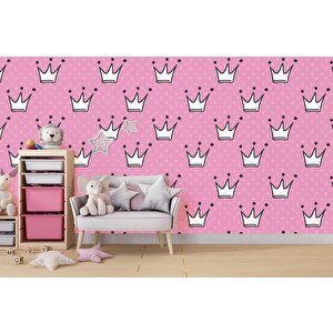 Prenses Tacı Temalı Çocuk Odası Duvar Kağıdı Baskı - Dkm179043