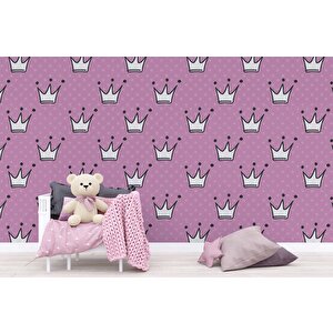 Prenses Tacı Temalı Çocuk Odası Duvar Kağıdı Baskı - Dkm179043