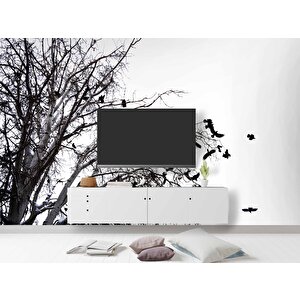 Gökyüzü Ağaç Ve Kuş Manzaralı Duvar Kağıdı - Dkm714100 500x300 cm