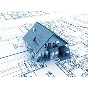 Ev Çizim Emlak Ve Gayrimenkul Duvar Kağıdı Baskı - Dkm311024