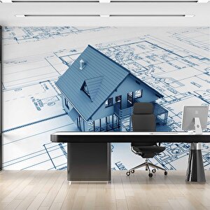 Ev Çizim Emlak Ve Gayrimenkul Duvar Kağıdı Baskı - Dkm311063 800x260 cm