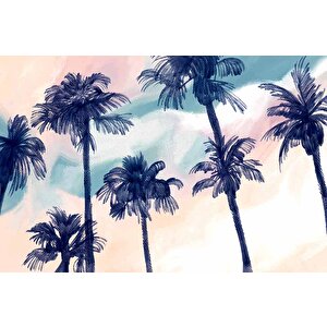 Lacivert Hindistan Cevizi Boyama Desenli Duvar Kağıdı - 123