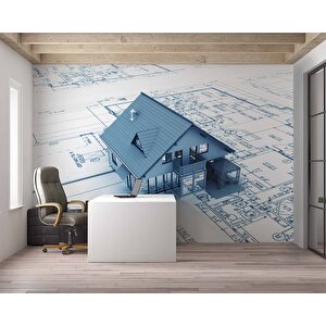 Ev Çizim Emlak Ve Gayrimenkul Duvar Kağıdı Baskı - Dkm311032 375x240 cm