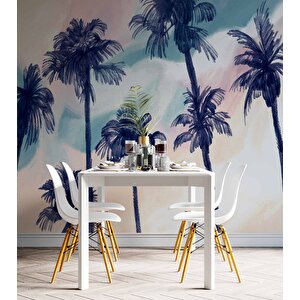 Lacivert Hindistan Cevizi Boyama Desenli Duvar Kağıdı - 27