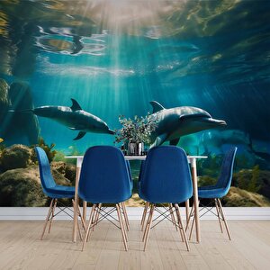 Denizaltı Yunus Balığı Manzaralı Duvar Kağıdı - Dkm833101