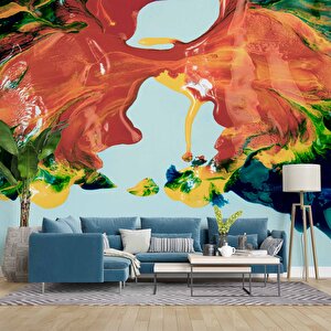 Renkli Yağlıboya Desenli Duvar Kağıdı - Dkm789021 800x200 cm