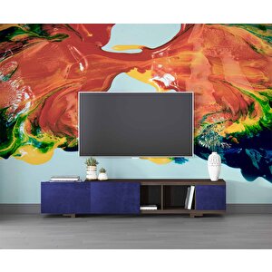 Renkli Yağlıboya Desenli Duvar Kağıdı - Dkm789021 800x200 cm