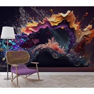 Sıçramış Boya Desenli Duvar Kağıdı Baskı - Dkm108028