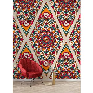 Kırmızı Selçuklu Çini Motifli Duvar Kağıdı - Dkb949051