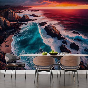 Deniz Ve Günbatımı Manzaralı Duvar Kağıdı Baskı - Dkm247080