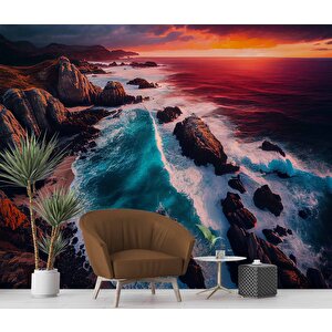 Deniz Ve Günbatımı Manzaralı Duvar Kağıdı Baskı - Dkm247080