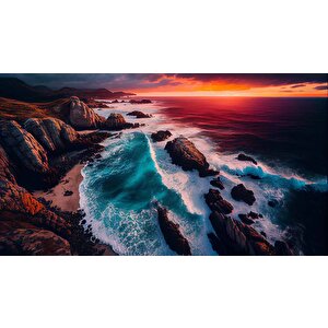 Deniz Ve Günbatımı Manzaralı Duvar Kağıdı Baskı - Dkm247080