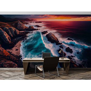 Deniz Ve Günbatımı Manzaralı Duvar Kağıdı Baskı - Dkm247089 225x300 cm