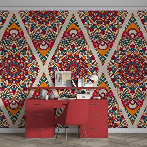 Kırmızı Selçuklu Çini Motifli Duvar Kağıdı - Dkb949054