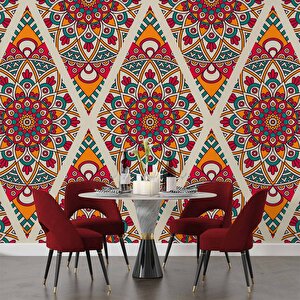 Kırmızı Selçuklu Çini Motifli Duvar Kağıdı - Dkb949064