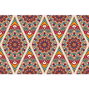 Kırmızı Selçuklu Çini Motifli Duvar Kağıdı - Dkb949064