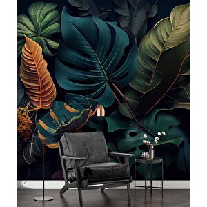 Botanik Bahçe Yaprak Temalı Duvar Kağıdı Baskı - Dkm505120