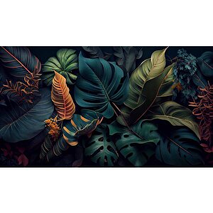 Botanik Bahçe Yaprak Temalı Duvar Kağıdı Baskı - Dkm505120