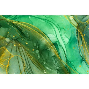 Zümrüt Yeşili Ve Altın Mermer Desenli Duvar Kağıdı - Dkm697015