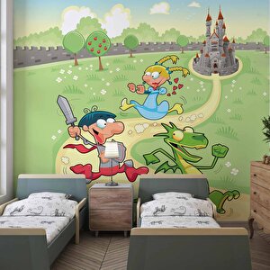 Sevimli Karakterler Çocuk Odası Duvar Kağıdı Baskı - Dkm420079 500x280 cm