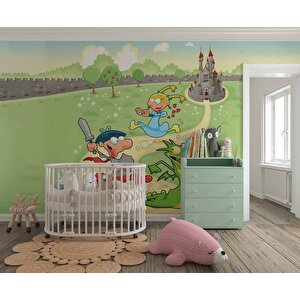 Sevimli Karakterler Çocuk Odası Duvar Kağıdı Baskı - Dkm420020 700x200 cm