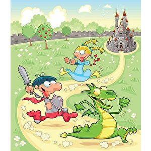 Sevimli Karakterler Çocuk Odası Duvar Kağıdı Baskı - Dkm420115