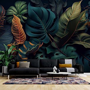 Botanik Bahçe Yaprak Temalı Duvar Kağıdı Baskı - Dkm505005 225x200 cm