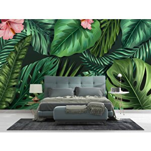 Botanik Yaprak Ve Çiçek Desenli Duvar Kağıdı - Dkb487080 525x280 cm