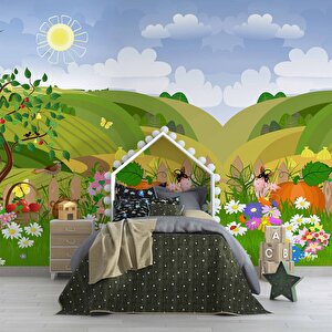 Sevimli Tarla Çocuk Odası Duvar Kağıdı Baskı - Dkm418067