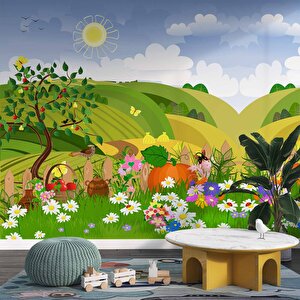 Sevimli Tarla Çocuk Odası Duvar Kağıdı Baskı - Dkm418055 425x260 cm