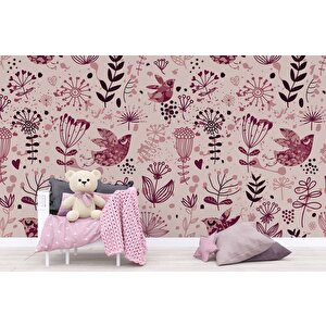 Kuş Ve Çiçek Desenli Çocuk Odası Duvar Kağıdı Baskı - Dkm365007
