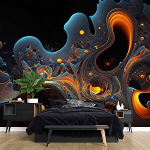 Renkli Sanatsal Çizim Temalı Duvar Kağıdı Baskı - Dkm615045 150x260 cm