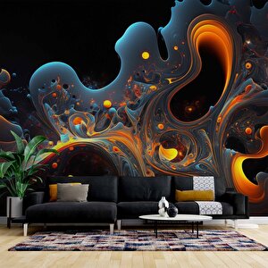 Renkli Sanatsal Çizim Temalı Duvar Kağıdı Baskı - Dkm615087 150x300 cm